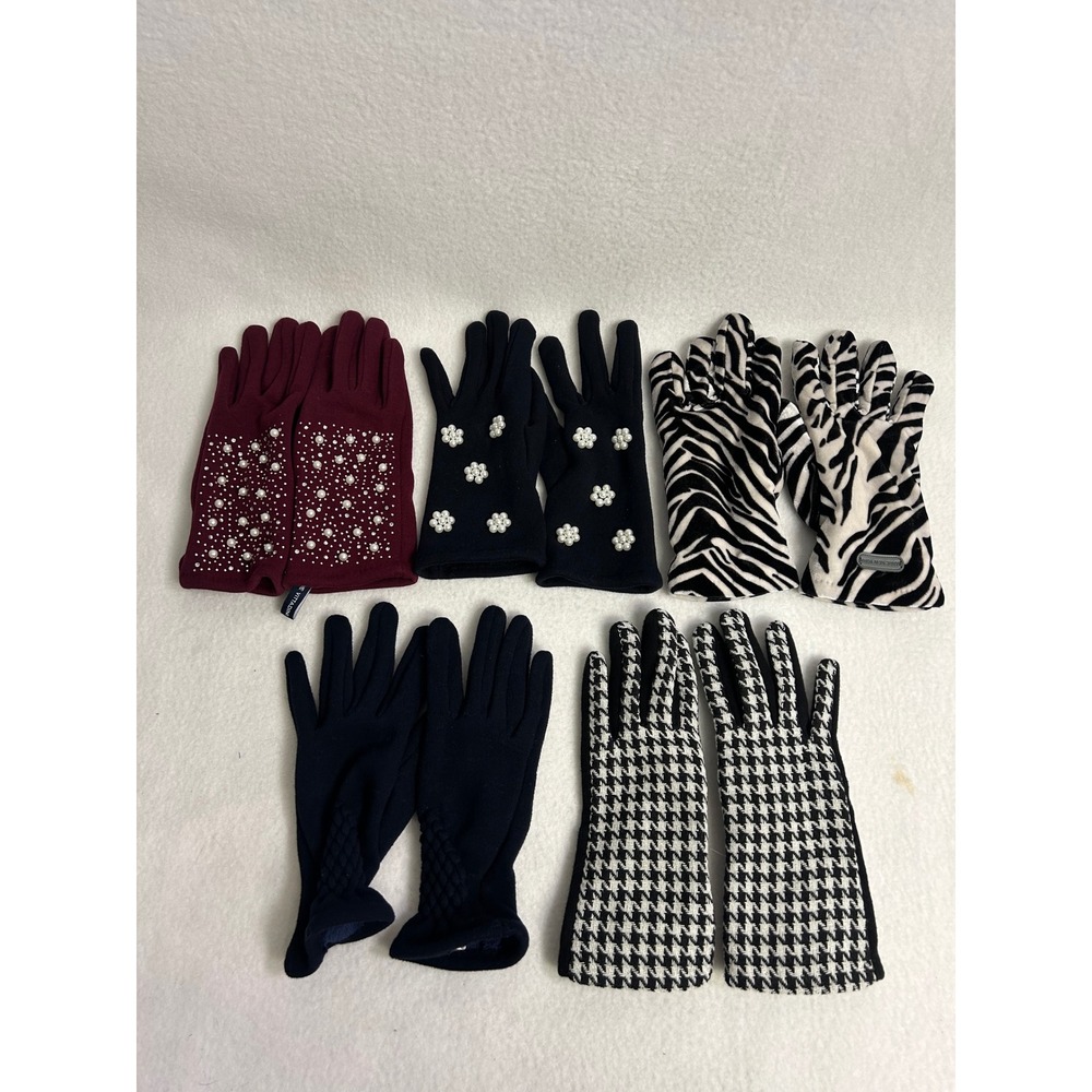 Chic Winter Adrienne Vittadini Women OS Multicolor Glove Lot 5 Pairs Mixed Style